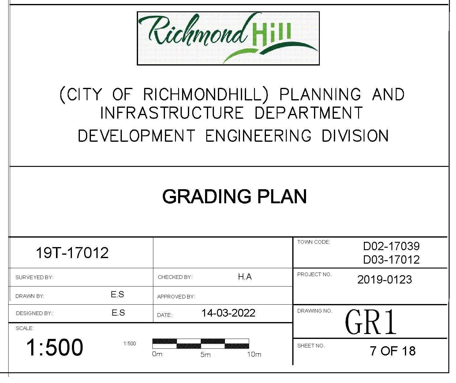 Grading Plan Richmond hill