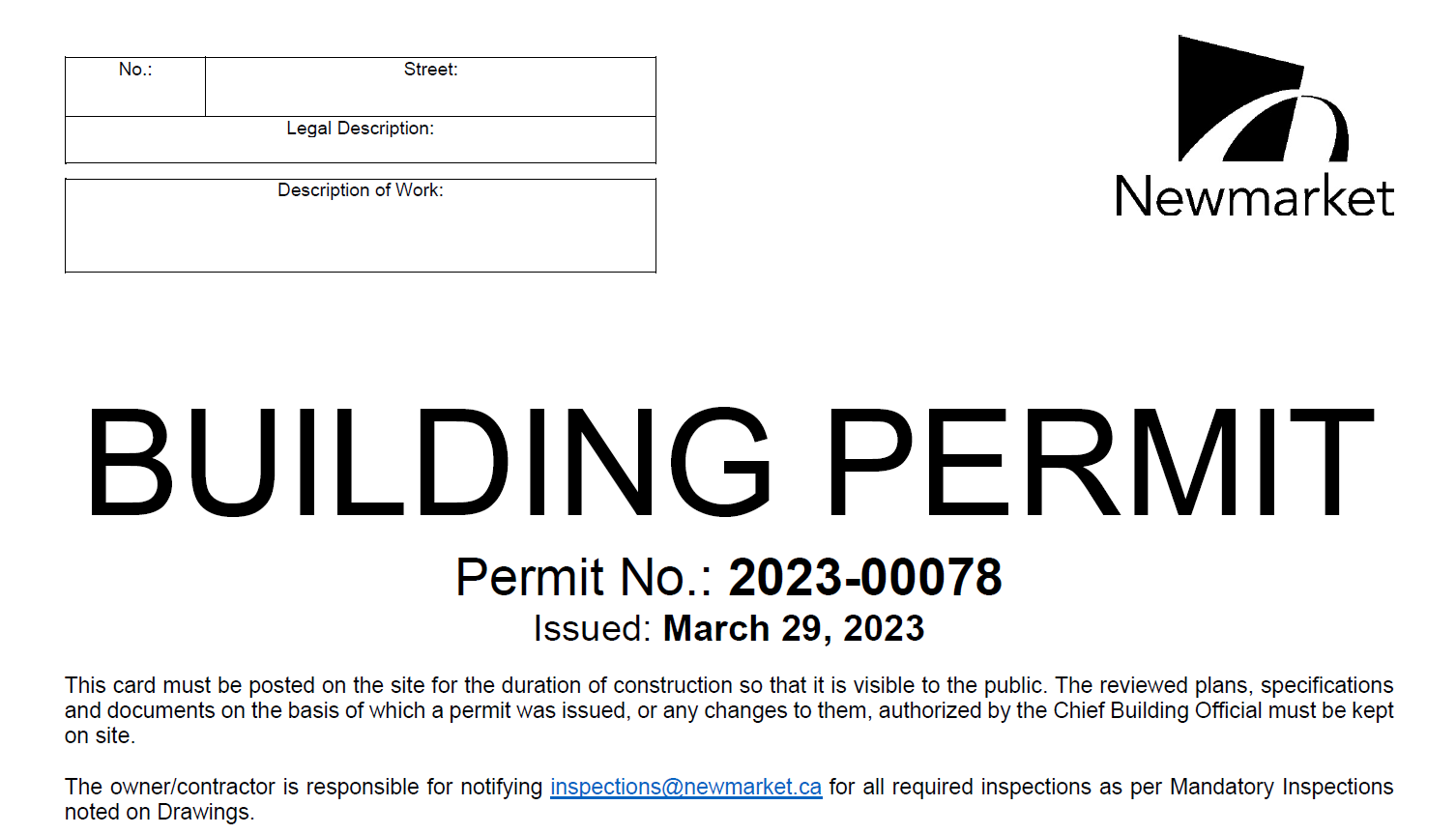 Building Permit Newmarket