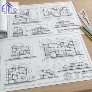 Architectural building permit drawings prepared for a Burlington construction project
