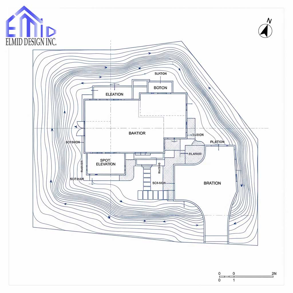 Grading plan Erin showing site design, drainage layout, and elevation details for construction approval