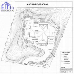Grading plan Shelburne showing residential landscape grading, proposed elevations, and drainage layout for permit approval.
