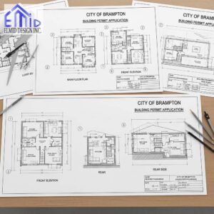 Building permit drawings for a residential project in Brampton, Ontario