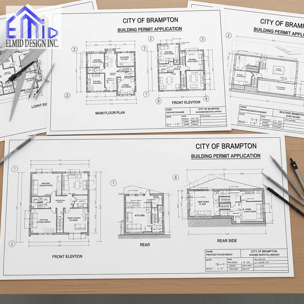 Building permit drawings for a residential project in Brampton, Ontario