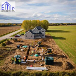 Septic system installation in Alliston by professional engineering team at a residential property.