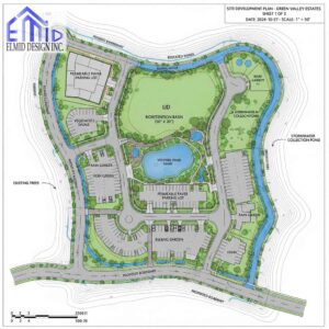 Site plan showing stormwater management design with LID features in Richmond Hill