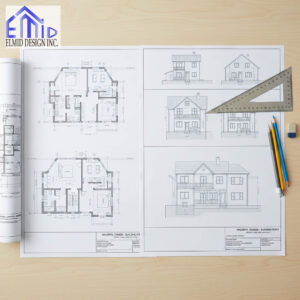 Vaughan Building Permit architectural drawings prepared by Elmid Design Inc for residential construction approval.