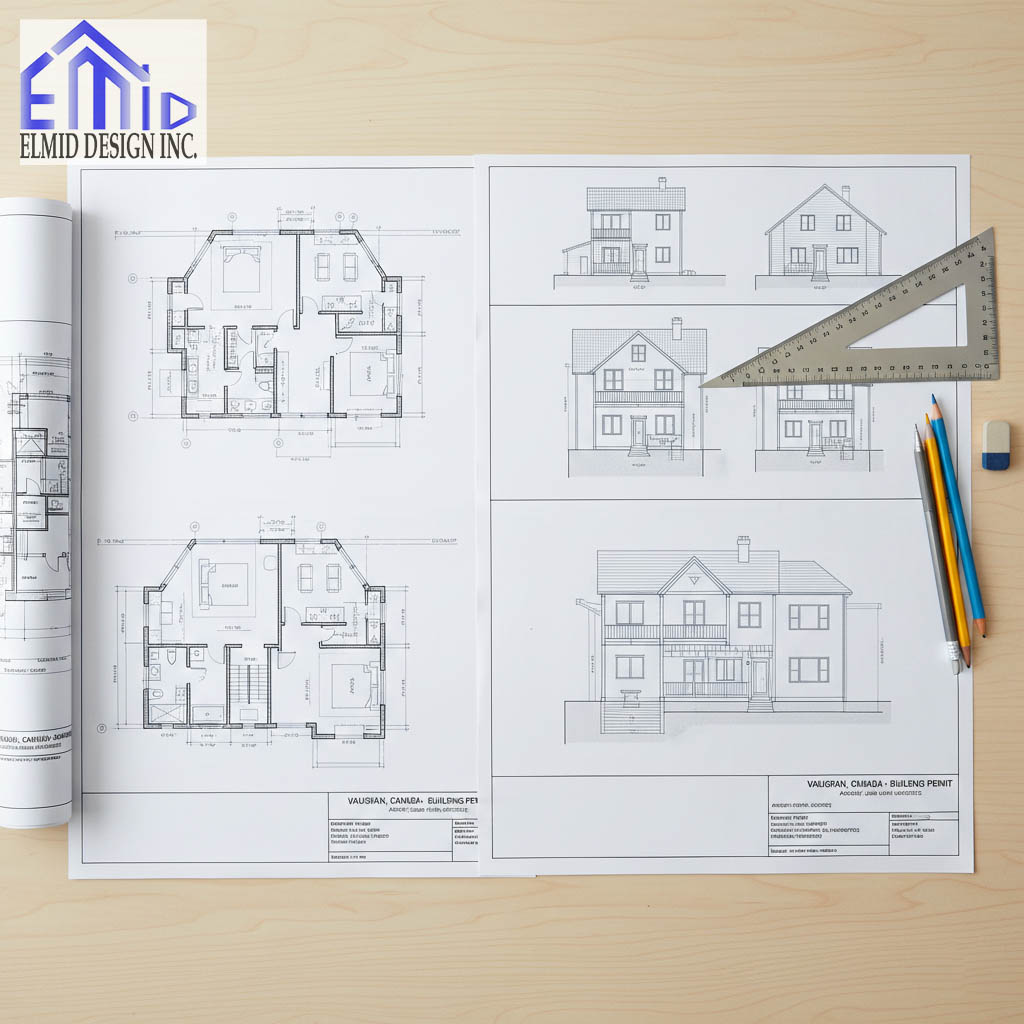 Vaughan Building Permit architectural drawings prepared by Elmid Design Inc for residential construction approval.