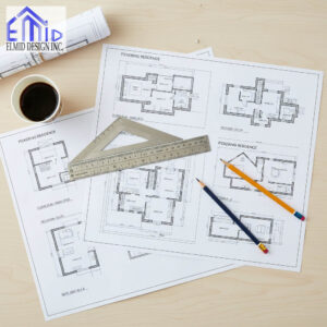 Building permit drawings for a residential project in Pickering, Ontario, prepared by Elmid Design Inc, a PEO-authorized engineering firm.