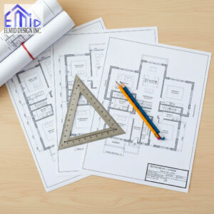 Professional building permit drawings for residential projects in Richmond Hill, created by Elmid Design Inc, a PEO-certified engineering firm.
