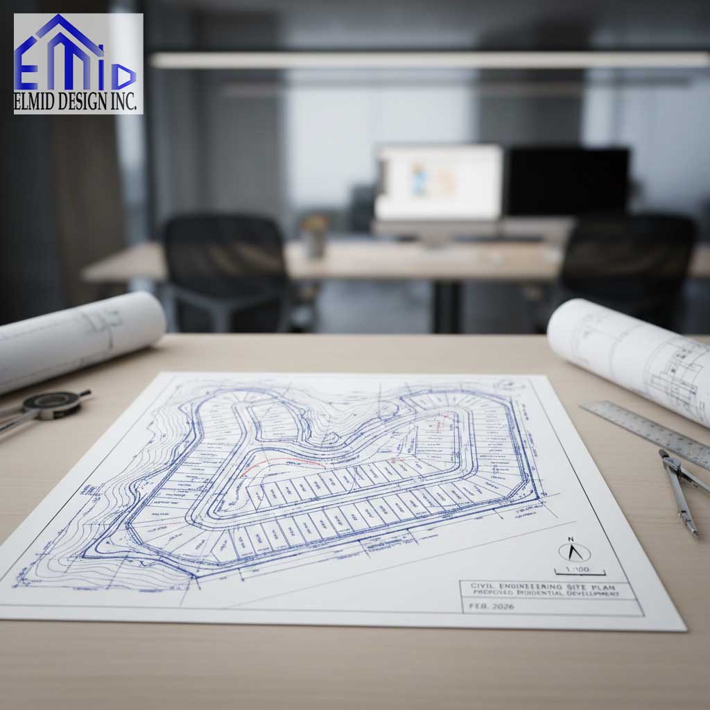 Civil engineering drawings Milton showing detailed site plan layout for local land development.