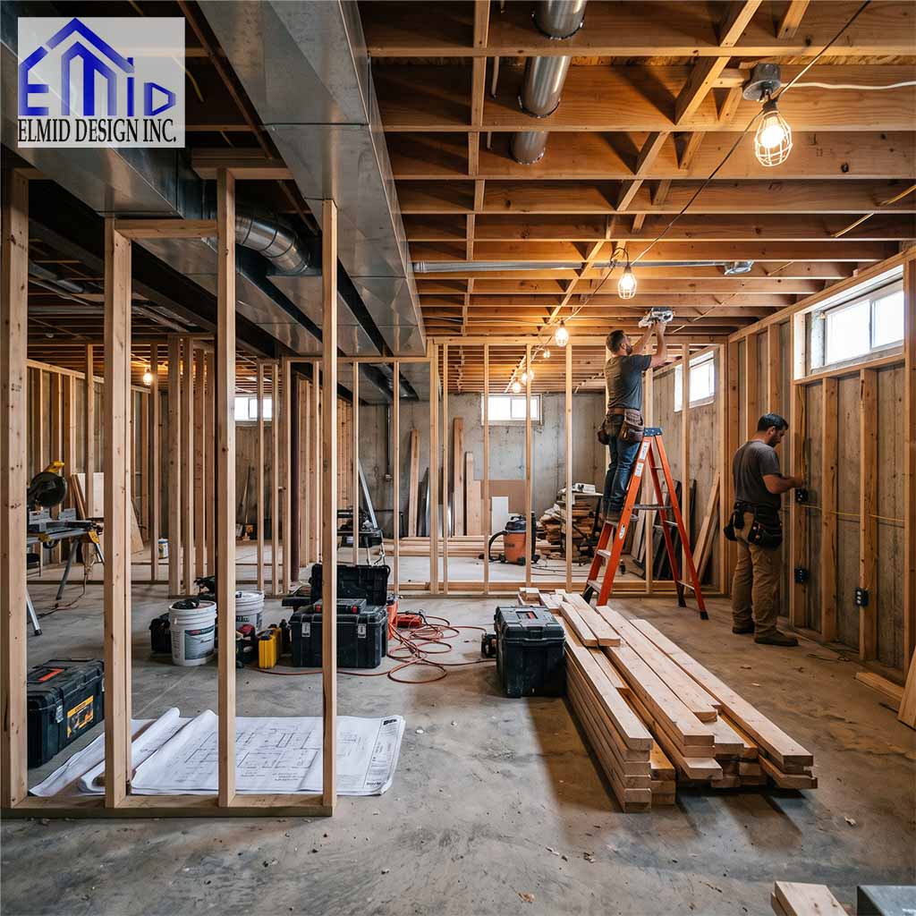 Basement Building Permit Ajax renovation with framing and construction work