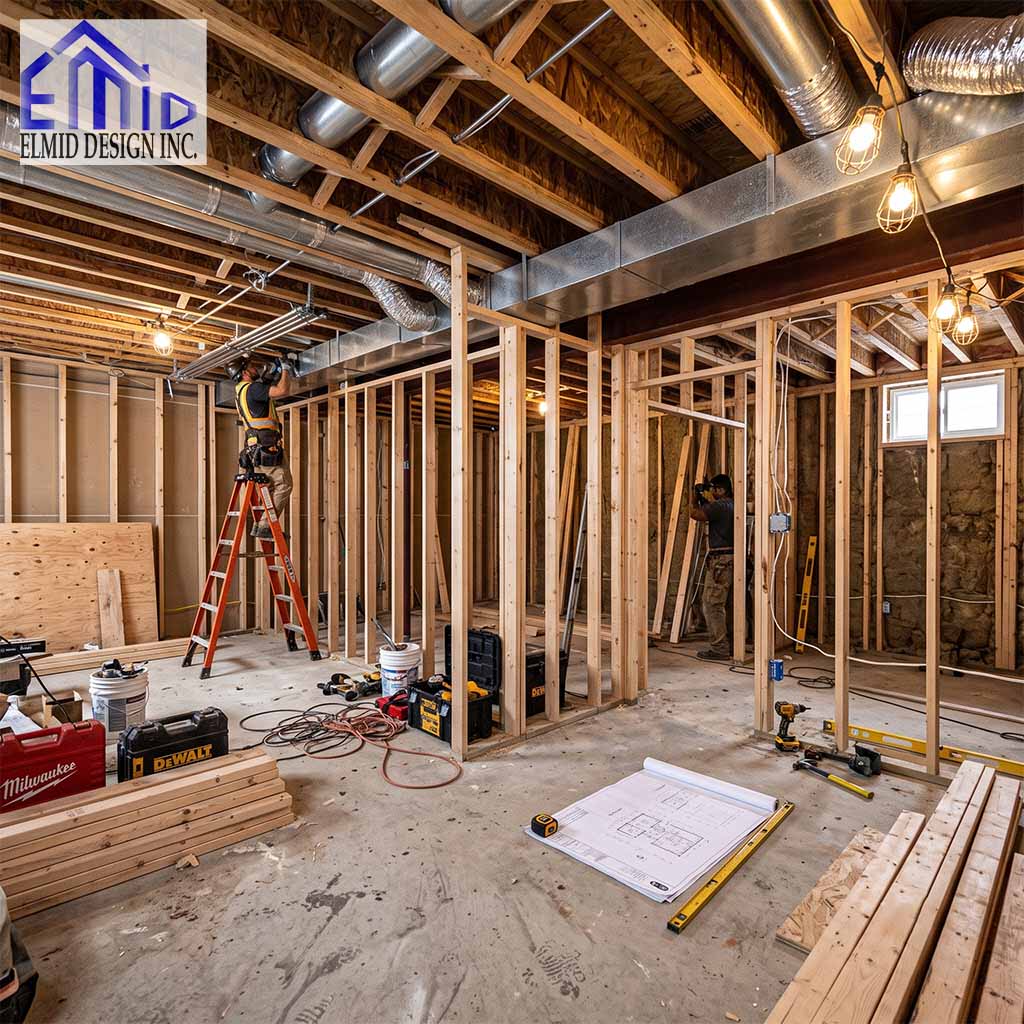 Basement Building Permit Innisfil renovation with framing and structural work