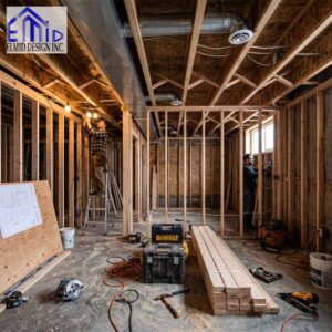 Basement Building Permit Markham renovation with framing and permit drawings