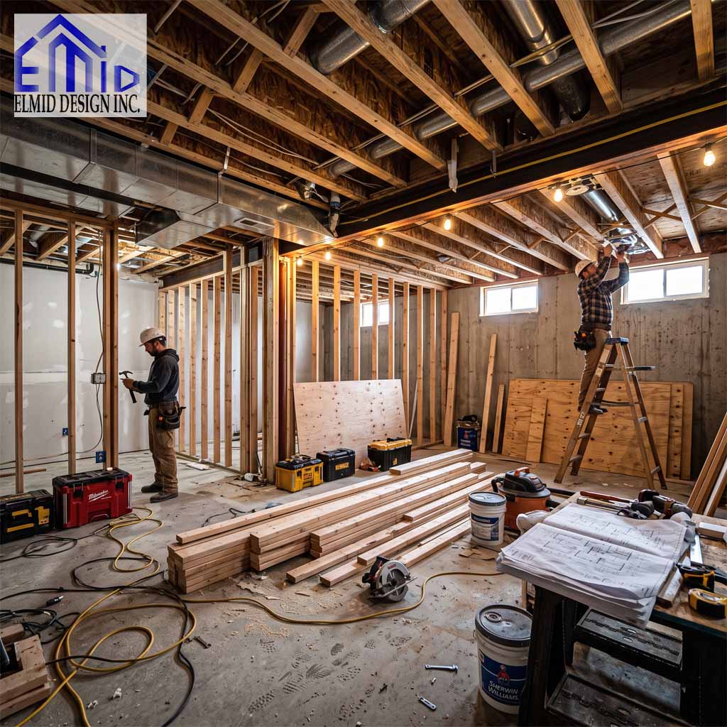 Basement Building Permit Newmarket renovation with framing and construction work