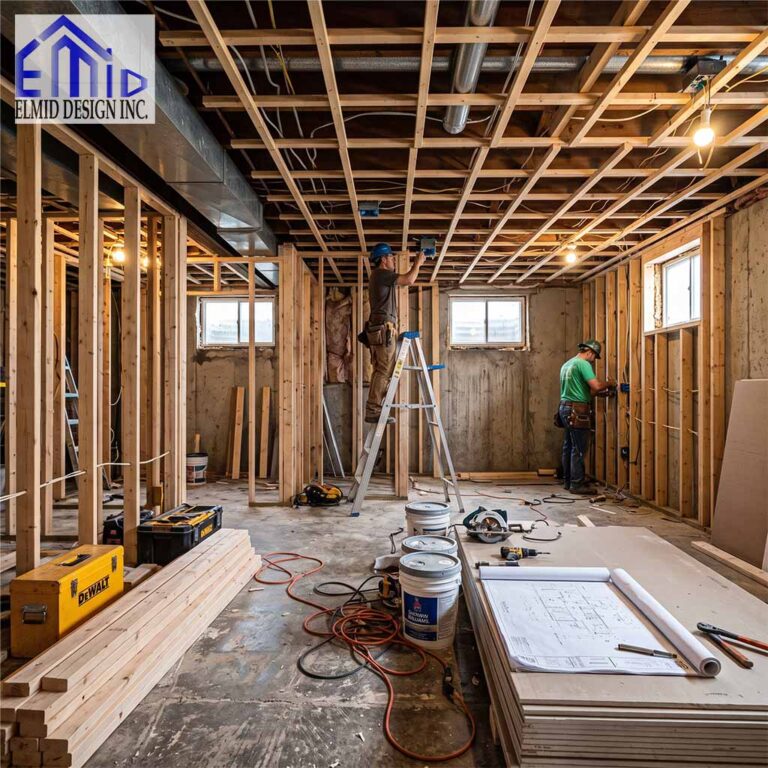 Basement Building Permit Pickering renovation with framing and structural construction work