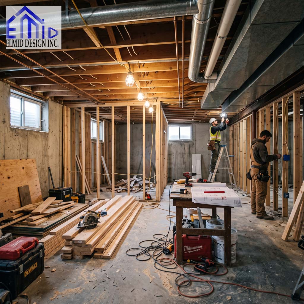 Basement Building Permit Toronto renovation with framing and construction work