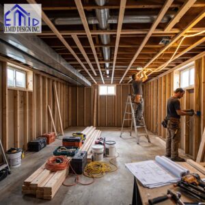 Basement Building Permit Brock renovation with framing and structural construction