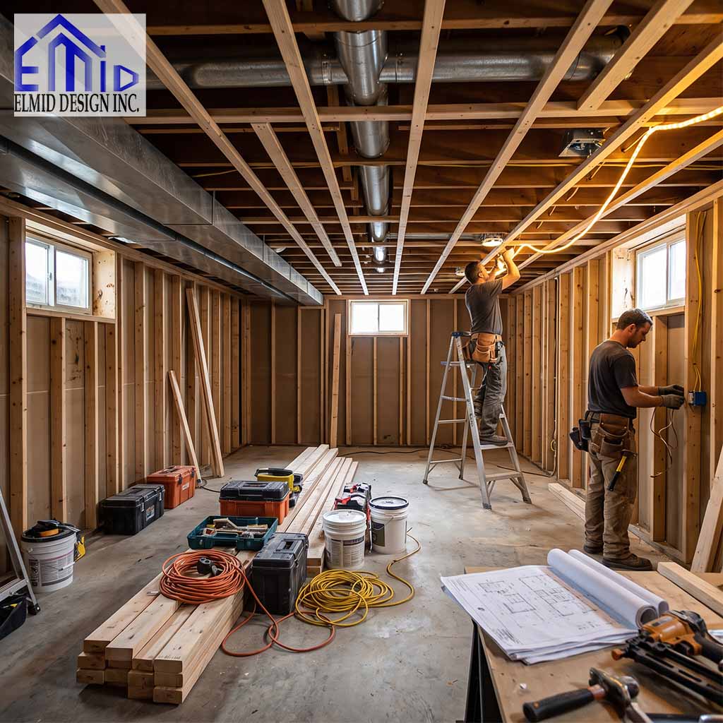 Basement Building Permit Brock renovation with framing and structural construction