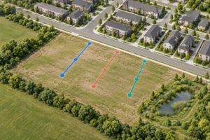 Conceptual development parcel with separate water, sanitary and stormwater planning overlays.