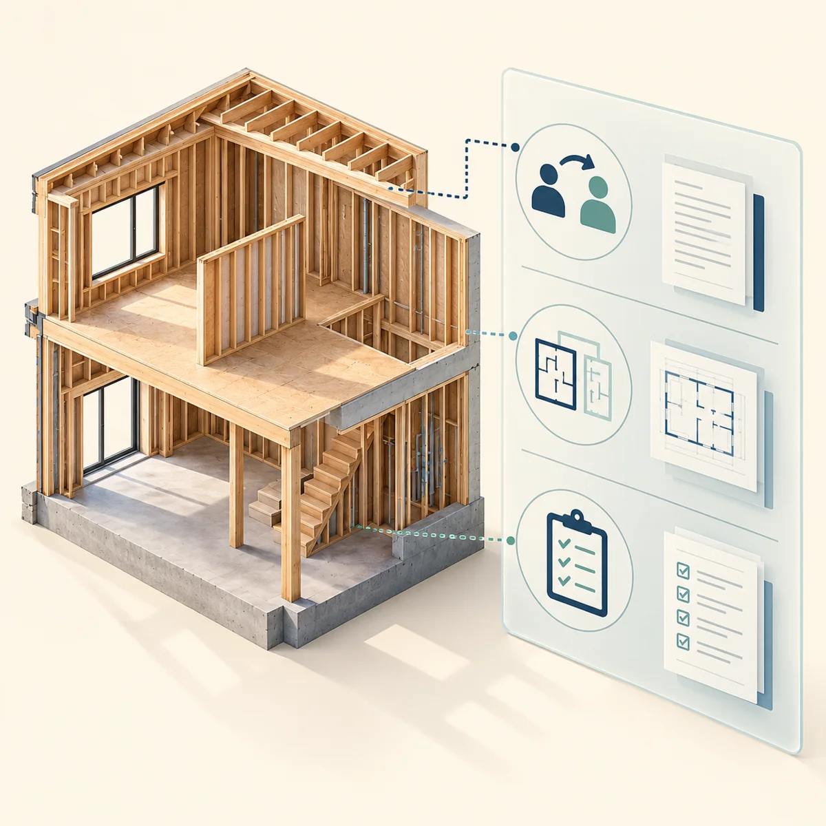 Conceptual Toronto building permit transfer with separate ownership, drawing and inspection records