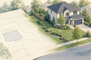 Conceptual residential layout illustrating grading plan requirements in Oakville